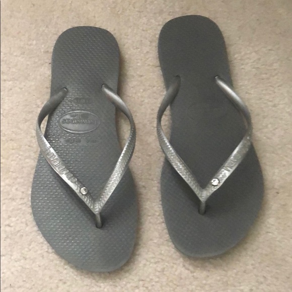 Havaianas Grey and Silver Flip Flops - Picture 2 of 4